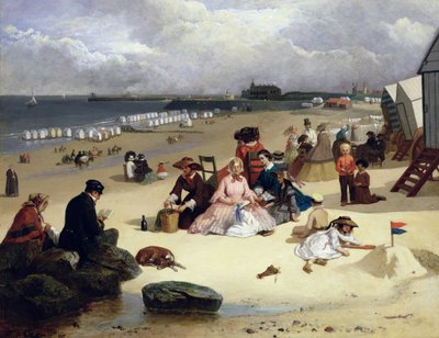 Plage de Littlehampton avec la jetée, Climping au-delà vers 1888 - John W. Eyres